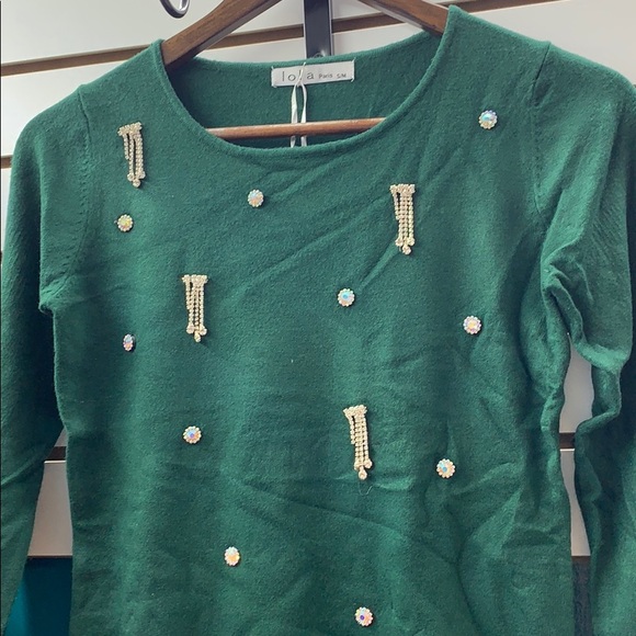 Lola paris green crew neck sweater - Picture 1 of 1